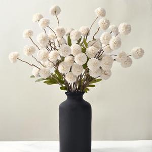 Waipfaru 10pcs Fake Silk Pompon Mum Artificial Flowers, Bulk Faux Mini Chrysanthemums, for Centerpieces Wedding Fillers Champagne Arrangements Shower Decorations, White