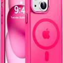 Newfuture Magnetic for iPhone 15 Case [Compatible with Magsafe] [Military Grade Drop Protection] Translucent Matte Anti-Fingerprint Shockproof Phone Case for iPhone 15 6.1 inch, Hot Pink