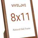 Vivelove 8x11 Picture Frame, High-End Natural Oak 8 x 11 Wooden Frame with Tempered Glass, 8x11 Wood Photo Frame for Wall or Tabletop, Wall Hook Included for Art Photo and Prints, Walnut