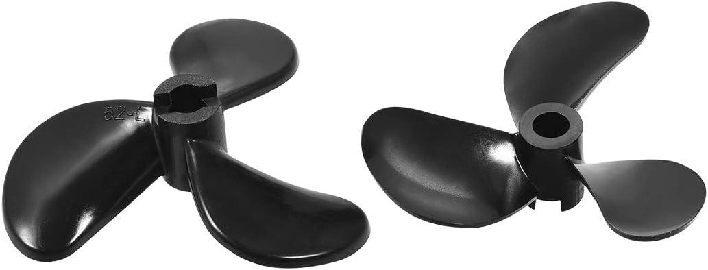 uxcell RC Boat CW Propeller 5mm Shaft 3 Vanes 52mm 1.4 P Fan Shape Pastic Black Rotating Propeller Props for RC Boat 2pcs