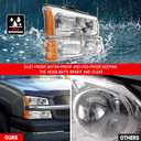 AS Headlight Assembly for 2003 2004 2005 2006 Chevy Silverado/Avalanche 1500 2500 3500 Driver and Passenger Side Headlamp Replacement Pair - Not Fits Body Cladding Models