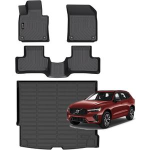Jenofa-Floor Mats for Volvo XC60 2018-2025 (Fit for T5 | T6)(Gas Only) Car Mats Cargo Mat Fit XC60 All Weather Non-Slip Waterproof Durable High Edge Protection Floor Liner Accessories Full Set