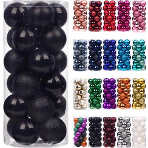 Emopeak 24Pcs Christmas Balls Ornaments for Xmas Tree - 2.5 Inch Shatterproof Christmas Tree Decorations Hanging Ball for Holiday Wedding Party Decoration Black