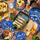 2 x 80 Pcs Graduation Party Plates and Napkins 2025 Graduation Decoration Blue Disposable Paper Plates Luncheon Cocktail Napkins for Graduations Party Decoration,Serve 20 Guests