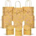 Tinlade 48 Pcs Christmas Kraft Paper Bags Bulk Assorted Sizes Bronzing Gift Bag Metallic Treat Goodie Gold Supplies for Winter Holiday New Year Party Packaging Decor - 24 Small, 14 Medium, 10 Large