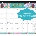 Desk Calendar 2025-2026, AgePlace Large 22" x17" Wall Calendar 2025 Covers June 2025 - December 2026, Monthly Desktop Calendar with Different Watercolor Artwork for Each Month for Home & Office School