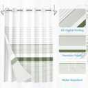 No Hook Boho Shower Curtain with Snap in Fabric Liner Set, Sage Green and White Striped Modern Double Layers Waterproof Fabric with See Through Top Window Open Grommet Bath Curtain 71x74 Inch