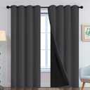 2 x Yakamok 100% Blackout Curtains, 2 Thick Layers Thermal Insulated Total Blackout Drapes for Bedroom, Heat Blocking Window Curtains for Living Room(Charcoal Grey, 52Wx84L, 2 Panels)