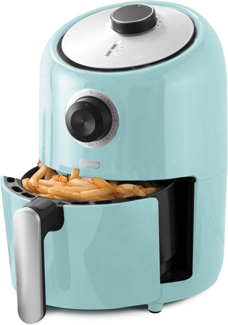 Dash Compact Air Fryer - Healthy Cooking with Auto Shut-Off Feature, Adjustable Temperature Control & Nonstick Fry Basket - Has AirCrisp Technology - 2 Quart - Aqua, 2qt