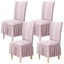 Qubjus Chair Covers for Dining Room Set of 4 Stretch Chair Slipcovers with Skirt Removable Washable Kitchen Chair Protector Cover Set for Home, Party, Wedding(Mauve, 4pcs)