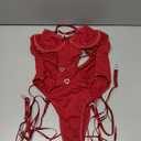 Lilosy Sexy Floral Lace Up Belt Garter Underwire Teddy Bodysuit Lingerie Set (Medium, Burgundy Red)