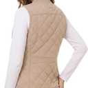 Fuinloth Women's Quilted Vest, Rib Collar Lightweight Zip Padded Gilet Beige XS