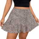 RoseSeek Women's Plus Size Skorts Tiered Layer Ruffle Hem Skirts High Waist Lettuce Trim Mini Summer Shorts 5XL