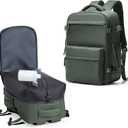 Vacuum Seal Backpack for Clothing Travel with Air Pump Waterproof Laptop Airback Carry On Backpack Personal item Travel Essentials Compression Space Saver Bags Storage with Vacuum System BrownGreen