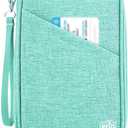 Passport Holder Family, Women Rfid Blocking Passport Wallet, Travel Essentials Premium Wallets, Waterproof Passport Holders Bag for Men Traveling, Travel Document Organizer Credit Cards Case (Family - Vivid Green)