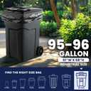 Plasticplace 95-96 Gallon Heavy Duty Trash Bags, Garbage Bags, Puncture-Resistant, Fits Rollaway Cans & Drums, Durable Large Plastic Bags (50 Count)