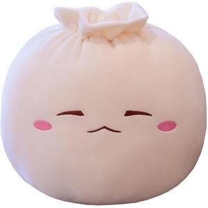 Dumpling Plush Pillow with Cute Features, Stuffed Bun Plush, Funny Food Toy Gifts for Kids Adults(6.3 * 12.2in,Frown) (Small)