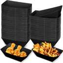 Uiifan 200 Pcs Paper Food Boats Disposable Paper Food Tray Grease Resistant Disposable Serving Tray Cardboard Hot Dog Holder for Burgers Fries Sandwiches Picnic Party (Black)