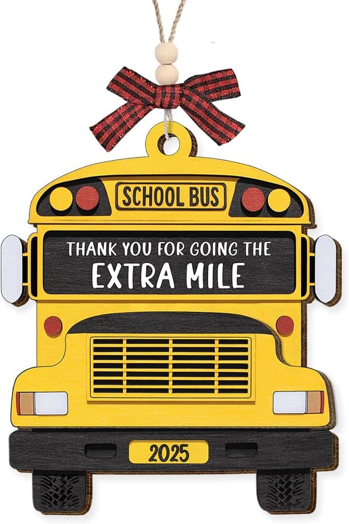 School Bus Christmas Ornament 2025 - Appreciation Gifts for School Bus Driver, Thank You Ornaments for Christmas Tree, Xmas Gift for Tree Decor, Thank You Gifts for Men