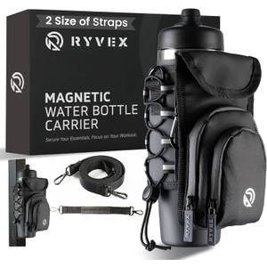 Magnetic Water Bottle Holder with Strap  Water-Resistant Neoprene Sleeve Bag for 1840 oz Bottles, Adjustable Strap & Pockets, Premium Gift for Gym, Hiking & Sports Lovers