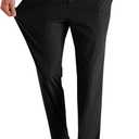 Runcati Mens Stretch Golf Pants Casual Slim Fit Dress Pants Elastic Waist Tapered Work Cropped Trousers (Medium, Black)