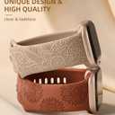 Odbeai Floral Engraved Band Compatible with Apple Watch Bands for Women 44mm 45mm 46mm 49mm,Soft Silicone Cute Sport Strap for iWatch Bands Women Series 11 10 9-1 SE Ultra1/2/3