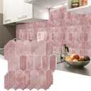 Vamos Tile Upgraded Thicker Design Peel and Stick Backsplash Tile, 10-Sheet Pinkish Beige Marble with Beige Grout Self Adhesive Vinyl Wall Tiles, Stick on Backsplash for Kitchen, Bathroom,RV,Pantry, Pink