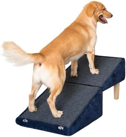 3-in-1 Dog Ramp 18.9"×17.7"×18.9" with Storage – Pet Stairs for Senior & Injured Dogs & Cats, Hidden Storage Footstool, Ottoman Anti-Slip, Supports 220 lbs for Beds & Sofas