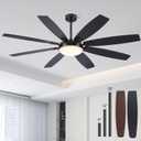 66 Inch Ceiling Fans with Lights and Remote,Black Large Ceiling Fan with Reversible Noiseless DC Motor, 3CCT, 6 Speeds, Modern Ceiling Fans for Living Room Patio Farmhouse