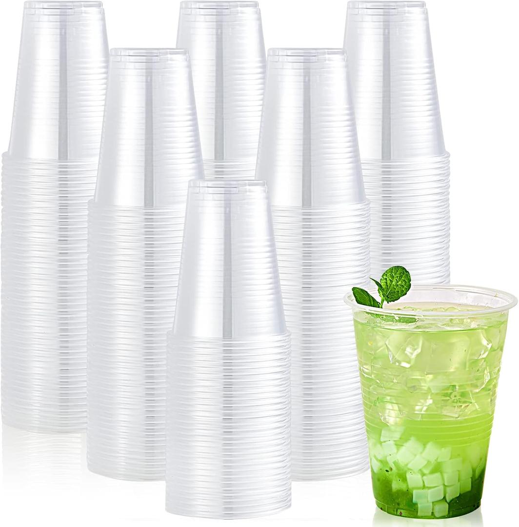 Lilymicky 390 Pack 16 oz Clear Plastic Cups, Cold Disposable Plastic Drinking Cups for Parties, Picnic, BBQ, Travel, and Events