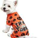 Dog Christmas Pajamas Soft Christmas Dog Clothes Xmas Dogs Pjs Onesie with Feet Puppy Pajamas for Small Medium Dogs Boy Girl Pet Thanksgiving Costume Apparel(Orange, L)