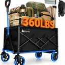 Gonex 36" Electric Wagon Cart Foldable Motorized Beach Camping Wagon, Black-1 Battery, 36.2"D x 43"W x 22"H