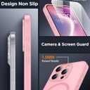 SPIDERCASE for iPhone 15 Pro Case, Magnetic Translucent Matte Case with 2PCS Tempered Glass Screen Protector Slim Phone Case for iPhone 15 Pro 6.1'', Pink