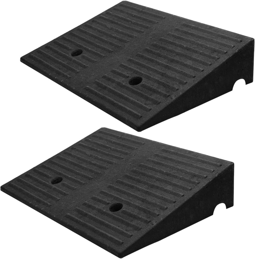 5" Rise 2pack Rubber Curb Ramps for Wheelchair Threshold Driveway Doorway Shed, Truck Car Motorcycle Bike Cart Lawn Mowers Angled Step Entry in Ramp, 7000lbs Heavy Duty Powersports Loading Ramp