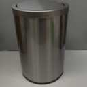 Mbillion Small Trash Can with Swing Lid 2.4 Gallons/9 Liter, Mini Trash Can with lid, Stainless Steel Cylindrical Garbage Can for Home and Office, for Ground and Desktop(Brushed Silver)