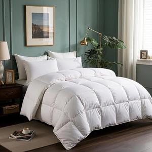 Serta Goose Feathers Down Fiber Comforter Twin Size Duvet Insert,100% Cotton, Hotel Luxury Hypoallergenic Comforter 60oz Extra Warmth 68 x 90 in Grey