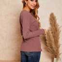 Womens Henley Shirts V Neck Long Sleeve Button Down Tops Warm Waffle Knit Tees (Small, As Show)