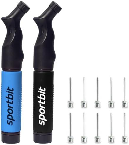 SPORTBIT Ball Pump for Sports Balls - Push & Pull Inflating System - Hand Pump for All Exercise Balls - Volleyball Pump, Basketball Inflator, Football & Soccer Ball Air Pump - Goes with 3 Needles Set