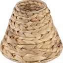 Aspen Creative 51004 Empire Clip On Chandelier Water Hyacinth Lamp Shade, 3" Top x 6" Bottom x 4-3/4" Slant Height