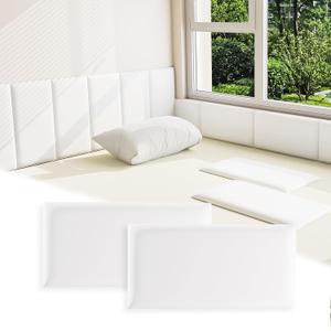3D Anti-Collision Wall Padding for Kids, White Peel and Stick Headboard Pack of 12 Panels Sized 7.8" x 15.7", Self-Adhesive Headboard Panels for Bedroom/Living Room Upholstered Wall
