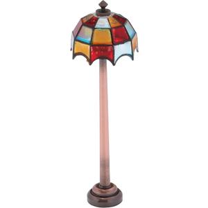 Miniature Tiffany Floor Lamp for Dollhouses, LED Battery-Powered Functional Lighting, Dollhouse Furniture Accessory