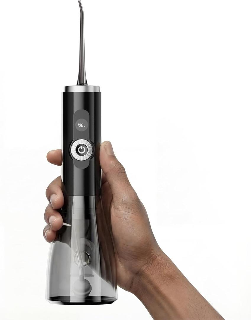 Water Flosser Teeth Picks, 100 Power Levels (150-PSI Variable Pressure) Cordless Floss for Tooth Cleaning and Flossing, 300ml Capacity Electric Floss Oral Irrigator for Adults Black