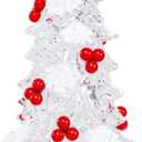 Acrylic Christmas Tree for Night Light, Mini Christmas Tree Light Up Tabletop Xmas Crystal Tree Decor with Home Decor Battery Powered LED Lights for Tabletop, Centerpieces, Kitchen, Gift, Indoor (1ft 1in)