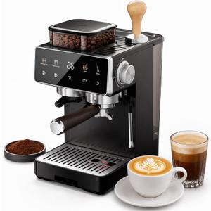 Espresso Machine with Grinder & Steam Milk Frother,Semi-Automatic Espresso Maker,Coffee Espresso Machine,Coffee Maker for Home-Cappuccino,Latte,Americano & Cold Brew ,Ideal Gift for Men & Women（black）