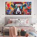 Zoyotago Large Canvas Wall Art Banksy Graffiti Canvas Prints Funny Highland Cow Picture Ready to Hang for Living Room Bedroom Modern Home Decor Size 30x60