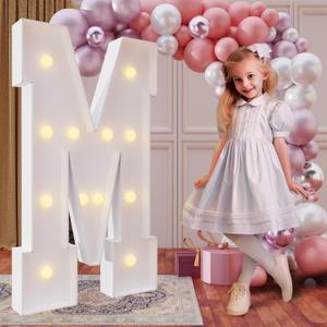 imprsv 4FT Marquee Light Up Letters for Birthday Party Decorations Marquee Letters for Marry Me Wedding Event Bridal Shower Engagement Anniversarty Party Decor, Letter M