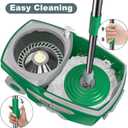Dual Compartment Spin Mop and Bucket, Mop and Bucket with Wringer Set,360Rotating Spinning Mopping for Floor Cleaning with 6 Microfiber Replacement Heads, 61" Extended Handle, 2X Wheel - Deep Green