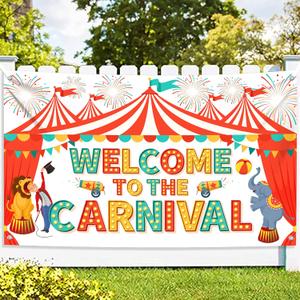 KatchOn, Welcome To The Carnival Banner - XtraLarge 72x44 Inch | Carnival Backdrop, Carnival Decorations, Carnival Theme Party Decorations | Carnival Games, Circus Theme Party Decorations (red)