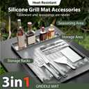 Jalopink Heat-Resistant Silicone Grill Mat Compatible with Blackstone, 15.75"x11.5" Non-Stick BBQ Grill Pad, Reusable Outdoor Spatula Mat for Griddle, Kitchen, Patio Accessories(Grey)