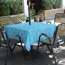 Hipinger Outdoor Tablecloth with Umbrella Hole and Zipper, Patio Table Cloth,Heavyweight Stain Resistant Waterproof,60 Inch Square, Green Checkered